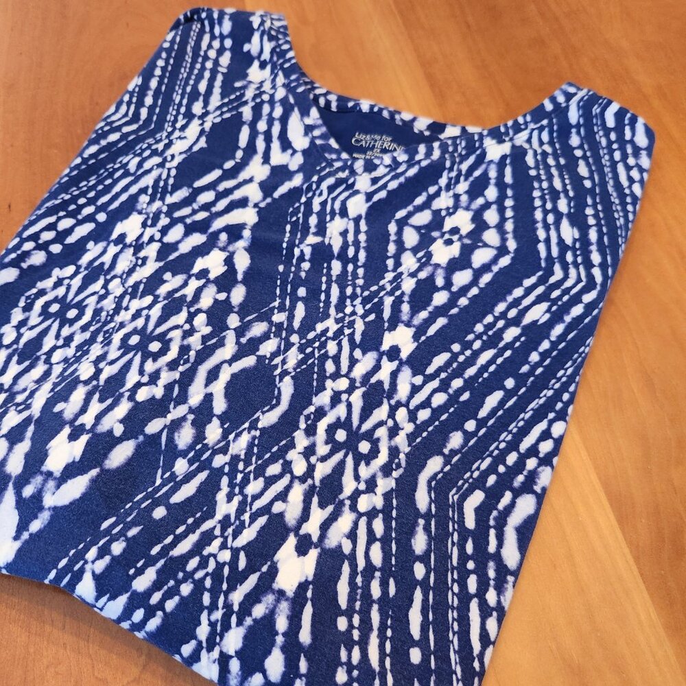 Liz&Me by Catherines Blue & White Shirt Size 2X (22/24W)